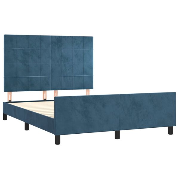 vidaXL Bedframe zonder matras 140x190 cm fluweel donkerblauw