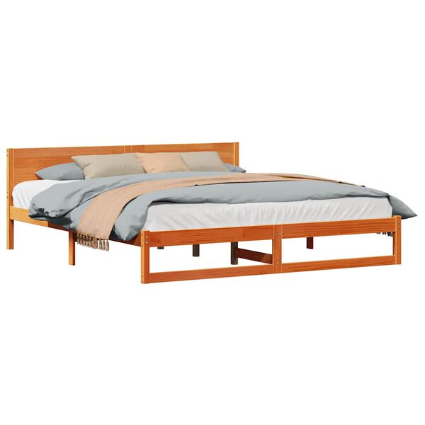vidaXL Bedframe Wasbruin 200 x 200 cm Massief grenenhout