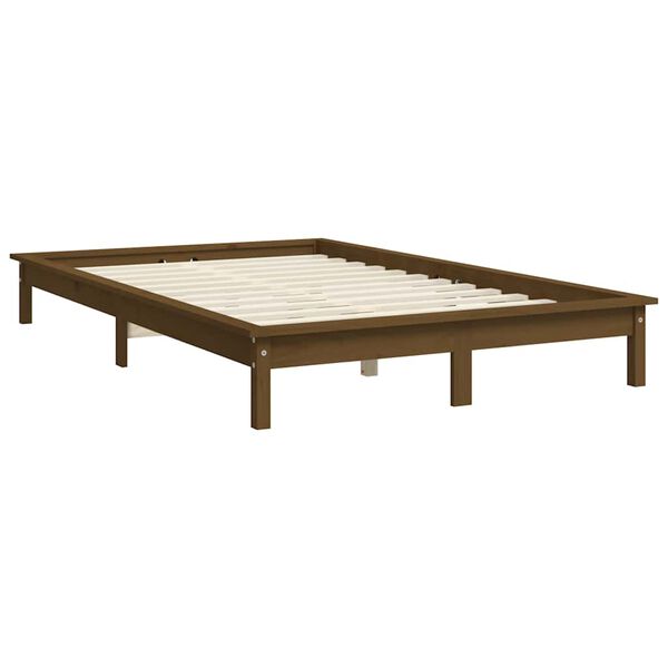 vidaXL Bedframe massief grenenhout honingbruin 140x190 cm