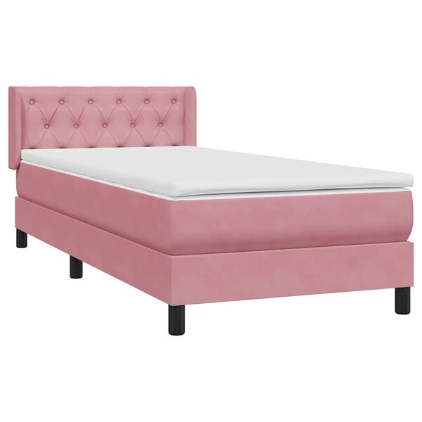 vidaXL Boxspring met matras fluweel roze 80x210 cm