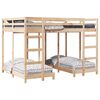 vidaXL Drie-hoog Bunk Bed Frame Bruin 140 x 200 cm Massief grenenhout