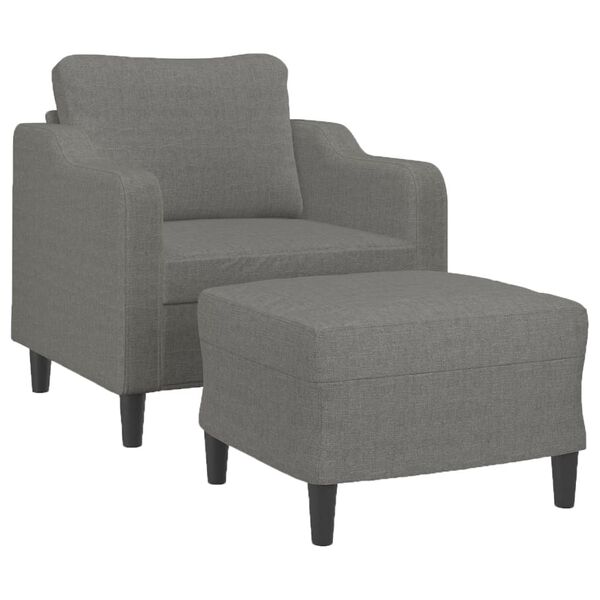 vidaXL Fauteuil met voetenbank 60 cm stof donkergrijs