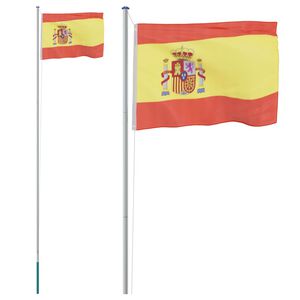 vidaXL Vlag met vlaggenmast Spanje 6,08 m aluminium