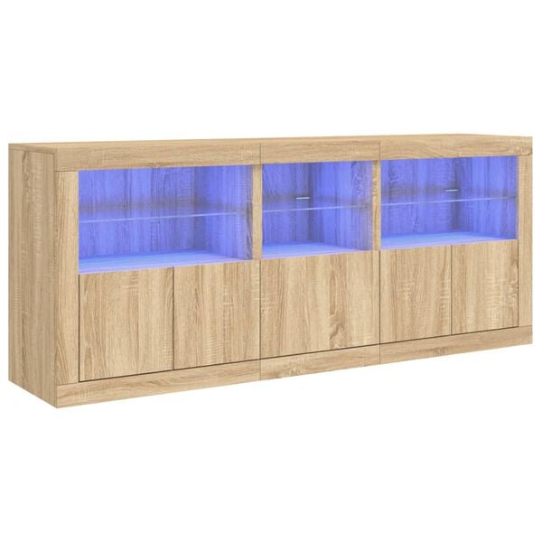 vidaXL Dressoir met LED-verlichting 162x37x67 cm sonoma eikenkleurig