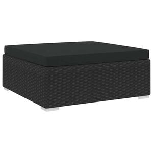 vidaXL Voetensteun 1 st met kussen poly rattan zwart