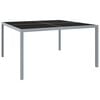 vidaXL Tuintafel 130x130x72 cm staal en glas grijs
