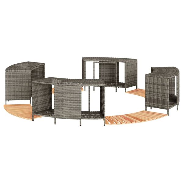 vidaXL Hottub-ombouw poly rattan massief acaciahout grijs