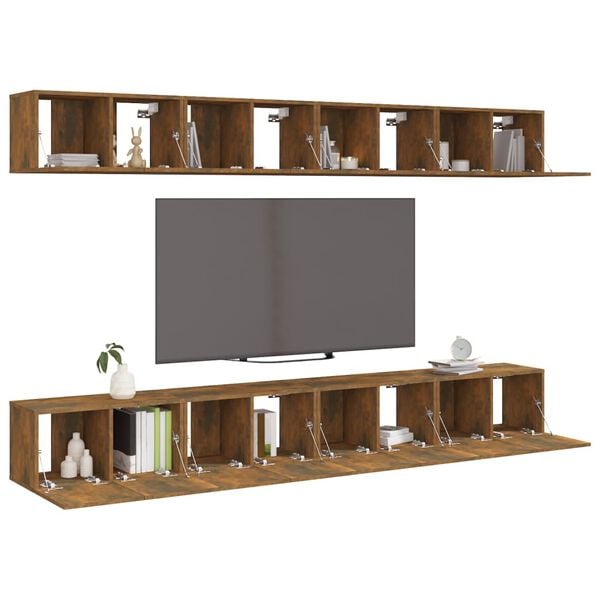 vidaXL Tv-meubelen 8 st 60x30x30 cm bewerkt hout gerookt eikenkleurig