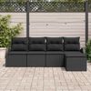 vidaXL Bankstel met kussen met opslag 5 pcs Zwart poly rattan