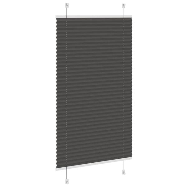 vidaXL Plissé rolgordijn 75x100 cm stofbreedte 74,4 cm polyester zwart