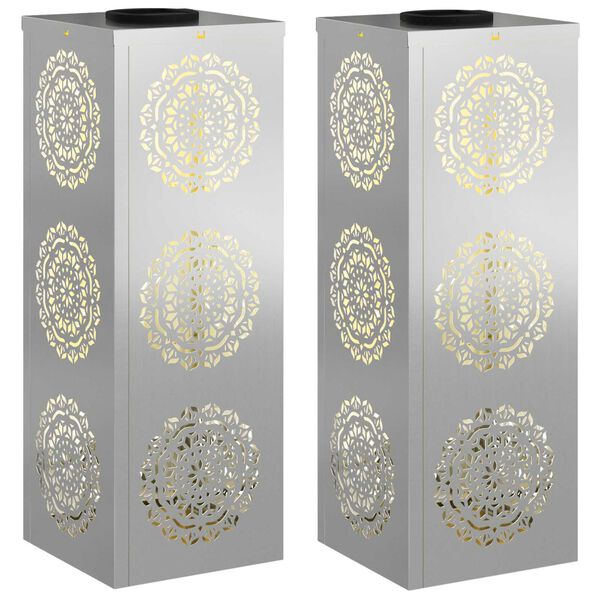 vidaXL Solar LED Pad Licht 2 pcs Gegalvaniseerd Gegalvaniseerd