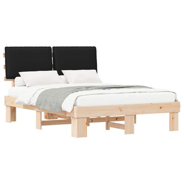 vidaXL Bedframe met Gevoerd Hoofdgedeelte Zwart 160 x 200 cm