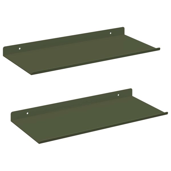 vidaXL Drijvende plank 2 pcs Olijf Groen 40 x 18 x 2,5 cm Staal