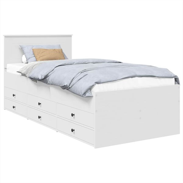 vidaXL Slaapbank met lade Wit en zwart 90 x 200 cm Bewerkt hout