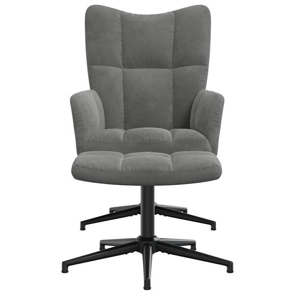 vidaXL Relaxstoel met voetenbank fluweel donkergrijs