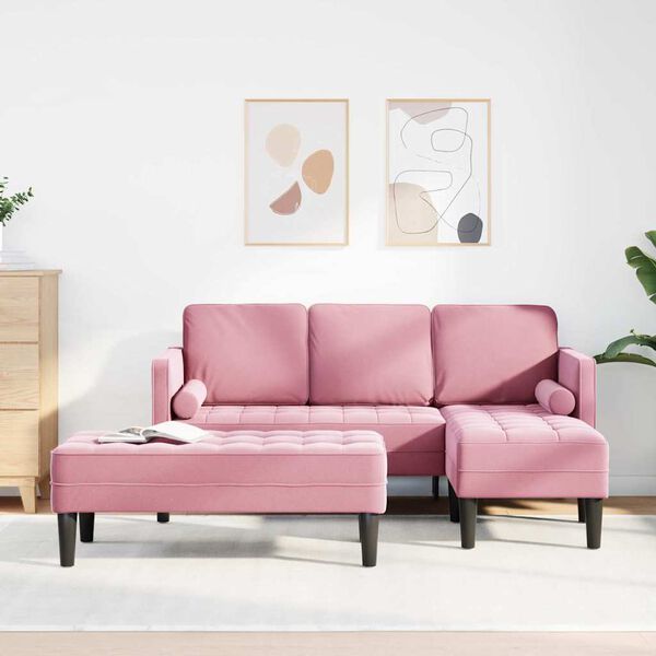 vidaXL Bankstel met kussen 2 pcs Roze Polyester