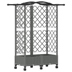 vidaXL Verhoogd Bed met Trellis en Dak Lichtgrijs 124 x 40 x 129 cm PP