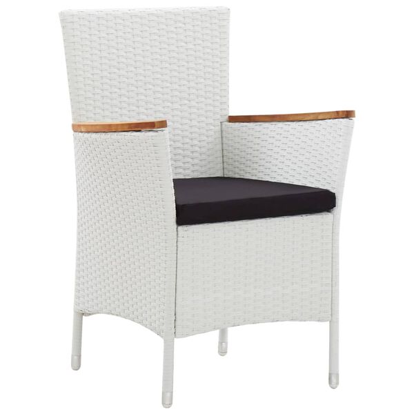 vidaXL 5-delige Tuinset met kussens poly rattan wit