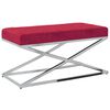 vidaXL Bankje fluweel en roestvrij staal wijnrood
