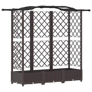 vidaXL Verhoogd Bed met Trellis en Dak Bruin 163 x 40 x 126 cm PP