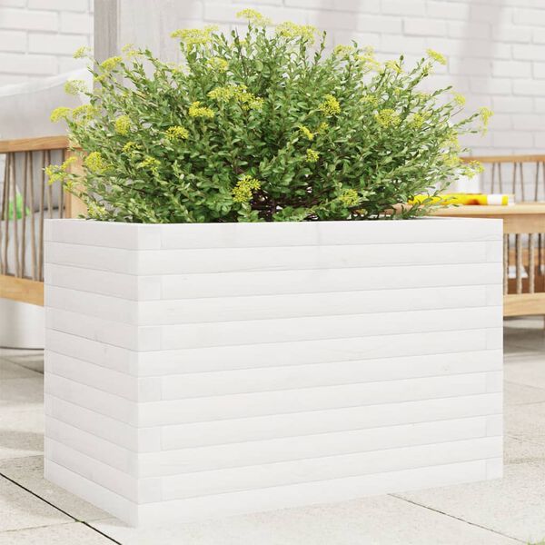 vidaXL Plantenbak 70x40x46 cm massief grenenhout wit