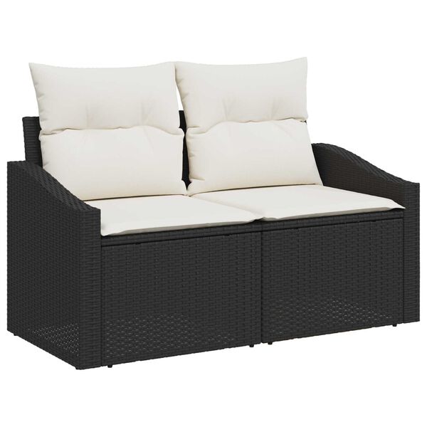 vidaXL Tuin Sofa Set met opslag 10 pcs Zwart Poly riet