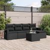 vidaXL 6-delige Loungeset met kussens poly rattan zwart