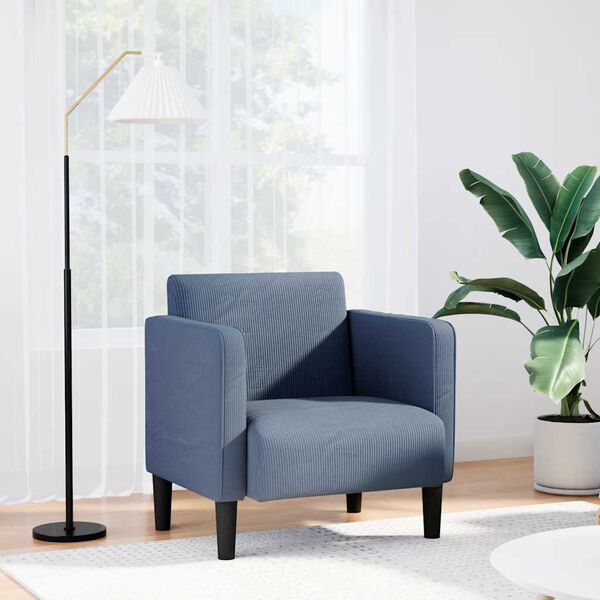 vidaXL Fauteuil met armleuningen 54 cm corduroy stof blauw