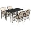 vidaXL 5-delige Tuinset met kussens poly rattan bruin