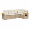 vidaXL 5-delige Loungeset met kussens poly rattan beige