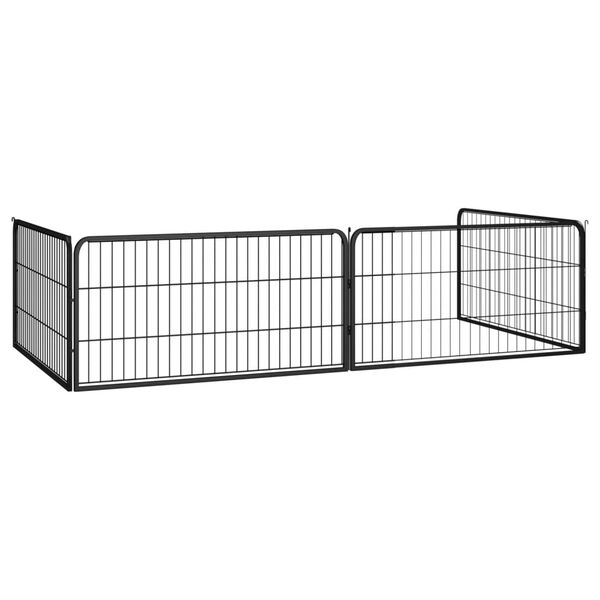 vidaXL Hondenkennel 4 panelen 100x50 cm gepoedercoat staal zwart