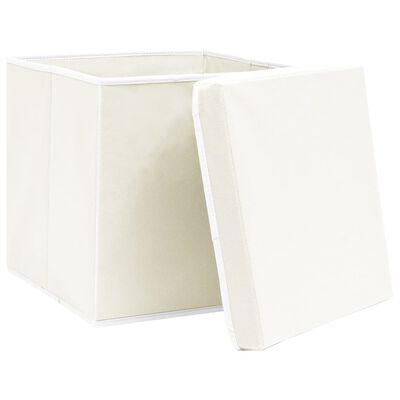vidaXL Opbergboxen met deksel 4 st 32x32x32 cm stof wit