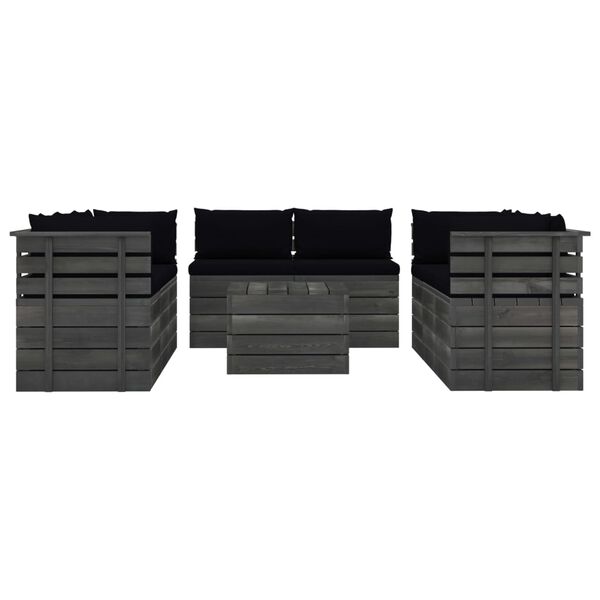 vidaXL 9-delige Loungeset met kussens pallet massief grenenhout