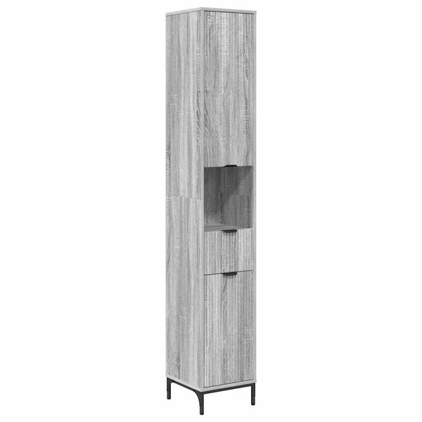 vidaXL Badkamer Kast met lade Grijs Sonoma 31,5 x 33 x 190 cm