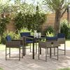 vidaXL Tuin eettafelset met kussen 5 pcs Grijs poly rattan