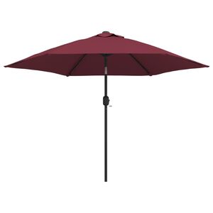 vidaXL Parasol met LED-verlichting en stalen paal 300 cm bordeauxrood