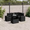 vidaXL 5-delige Loungeset met kussens poly rattan zwart