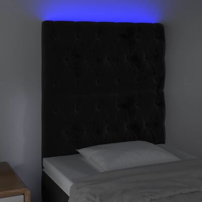 vidaXL Hoofdbord LED 80x7x118/128 cm fluweel zwart