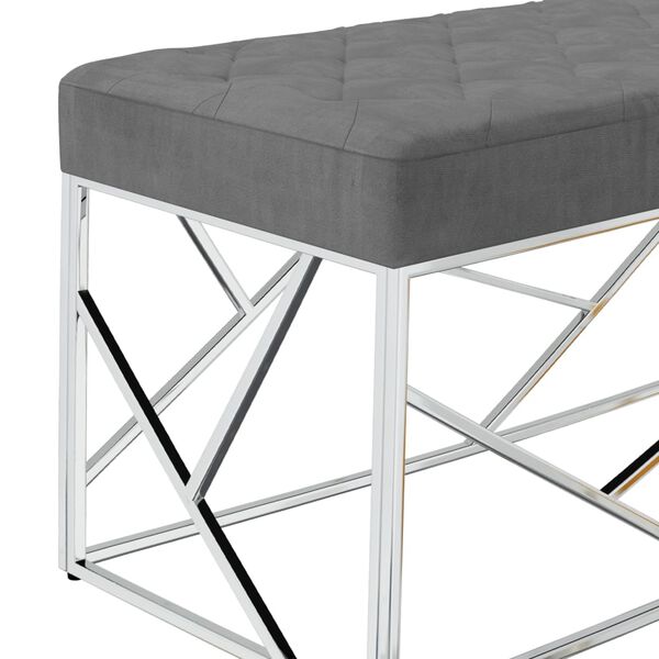 vidaXL Bankje 97 cm fluweel en roestvrij staal donkergrijs