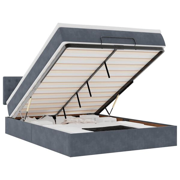 vidaXL Ottoman bed met matras 140x200cm fluweel donkergrijs