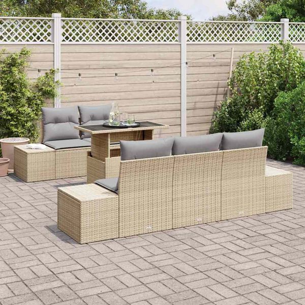 vidaXL Tuin Sofa Set met kussen met opslag 6 pcs Beige en Licht Grijs