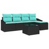 vidaXL Bankstel met kussen 6 pcs Zwart poly rattan