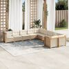 vidaXL 10-delige Loungeset met kussens poly rattan beige