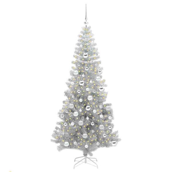 vidaXL Kerstboom met 300 LED met standaard Zilver 180 cm PET