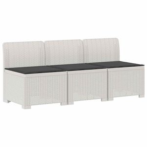 vidaXL 3-zits tuinbank met kussens in rattanlook 3-zits PP Wit