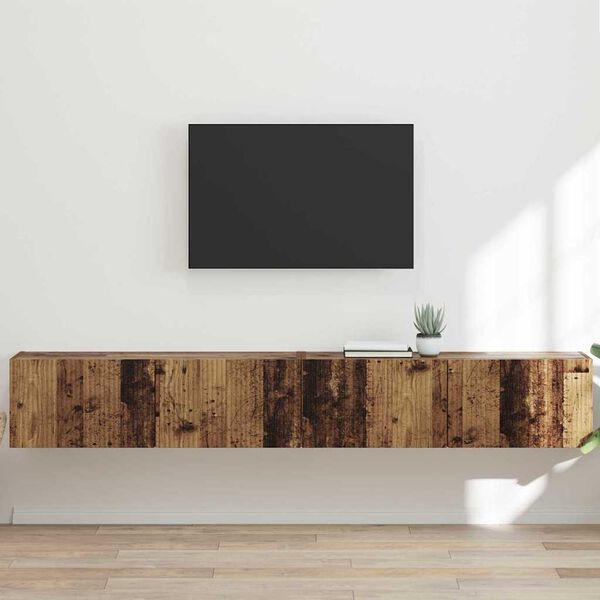 vidaXL TV Wandkast 2 pcs Oud Hout 98 x 31 x 29,5 cm Bewerkt hout