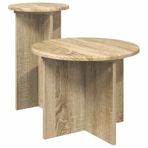 vidaXL Bijzettafelset 2 st Sonoma Eiken &Oslash; 45 x 35 cm Bewerkt hout