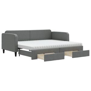 vidaXL Slaapbank onderschuifbed en lades 90x190 cm stof donkergrijs
