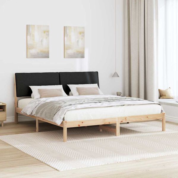 vidaXL Bedframe Bruin en zwart 200 x 200 cm Massief grenenhout