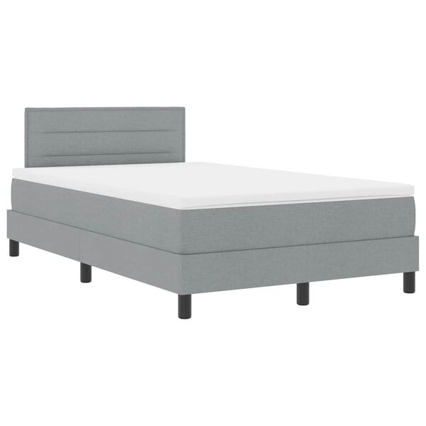 vidaXL Boxspring bed met matras met LED Lichtgrijs 120 x 190 cm Stof